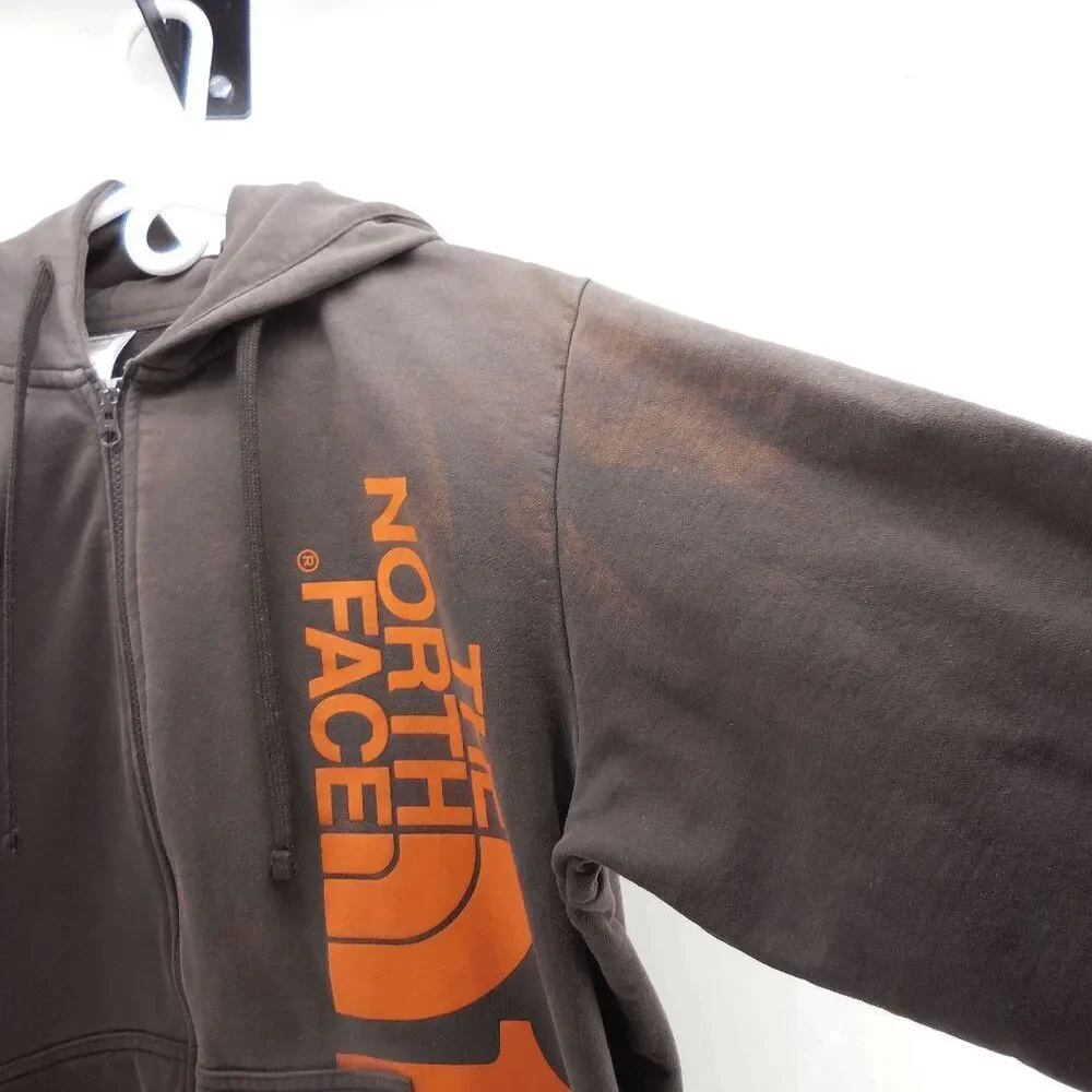 Vintage The North Face 1966 Mens Hoodie 2XL Brown Full Zip Large Logo‎ Flawed